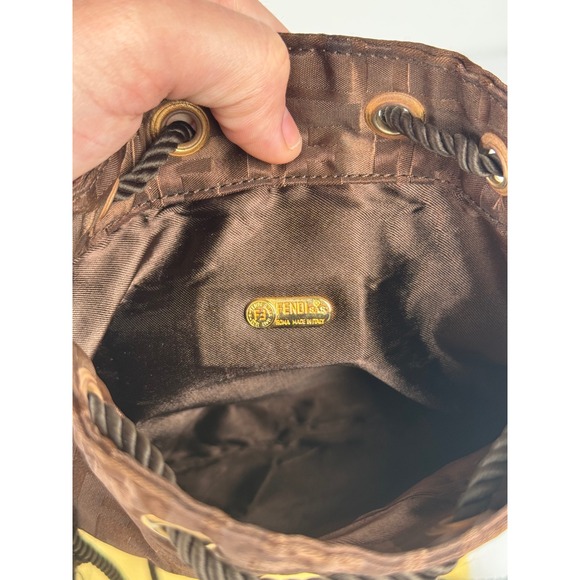 Fendi Drawstring Monogram Crossbody Bag Vintage Tassel Authentic - Picture 7 of 11